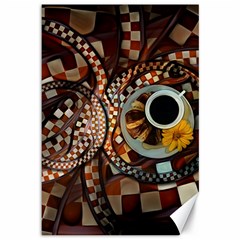 Midnight Never Ends, A Red Checkered Diner Fractal Canvas 12  X 18   by jayaprime