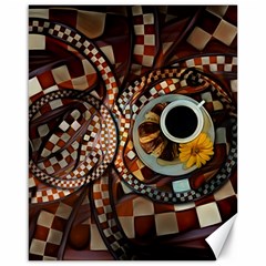 Midnight Never Ends, A Red Checkered Diner Fractal Canvas 16  X 20   by jayaprime