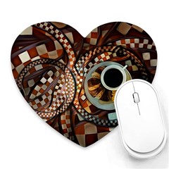 Midnight Never Ends, A Red Checkered Diner Fractal Heart Mousepads by jayaprime