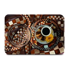 Midnight Never Ends, A Red Checkered Diner Fractal Plate Mats by jayaprime