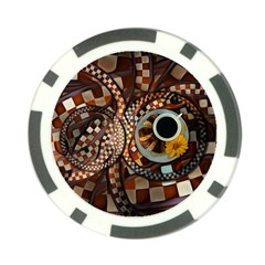 Midnight Never Ends, A Red Checkered Diner Fractal Poker Chip Card Guard by jayaprime