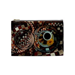 Midnight Never Ends, A Red Checkered Diner Fractal Cosmetic Bag (medium)  by jayaprime