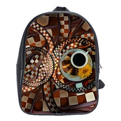 Midnight Never Ends, A Red Checkered Diner Fractal School Bag (large) by jayaprime