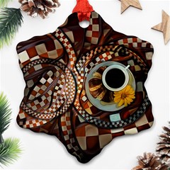 Midnight Never Ends, A Red Checkered Diner Fractal Ornament (snowflake) by jayaprime