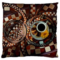 Midnight Never Ends, A Red Checkered Diner Fractal Large Cushion Case (one Side) by jayaprime