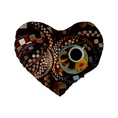 Midnight Never Ends, A Red Checkered Diner Fractal Standard 16  Premium Heart Shape Cushions by jayaprime