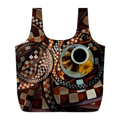 Midnight Never Ends, A Red Checkered Diner Fractal Full Print Recycle Bags (l)  by jayaprime