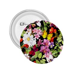 Beautiful,floral,hand Painted, Flowers,black,background,modern,trendy,girly,retro 2 25  Buttons by NouveauDesign