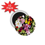 Beautiful,floral,hand painted, flowers,black,background,modern,trendy,girly,retro 1.75  Magnets (10 pack)  Front