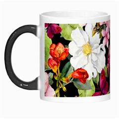 Beautiful,floral,hand Painted, Flowers,black,background,modern,trendy,girly,retro Morph Mugs by NouveauDesign