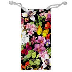 Beautiful,floral,hand Painted, Flowers,black,background,modern,trendy,girly,retro Jewelry Bag by NouveauDesign