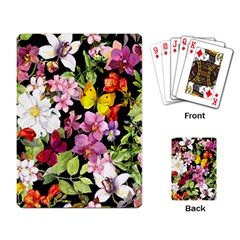 Beautiful,floral,hand Painted, Flowers,black,background,modern,trendy,girly,retro Playing Card by NouveauDesign