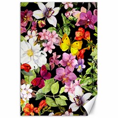 Beautiful,floral,hand Painted, Flowers,black,background,modern,trendy,girly,retro Canvas 20  X 30   by NouveauDesign