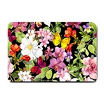 Beautiful,floral,hand painted, flowers,black,background,modern,trendy,girly,retro Small Doormat  24 x16  Door Mat