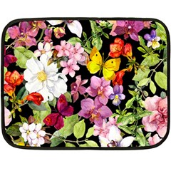 Beautiful,floral,hand Painted, Flowers,black,background,modern,trendy,girly,retro Fleece Blanket (mini) by NouveauDesign