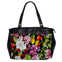 Beautiful,floral,hand Painted, Flowers,black,background,modern,trendy,girly,retro Office Handbags by NouveauDesign