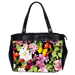 Beautiful,floral,hand Painted, Flowers,black,background,modern,trendy,girly,retro Office Handbags (2 Sides)  by NouveauDesign