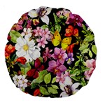 Beautiful,floral,hand painted, flowers,black,background,modern,trendy,girly,retro Large 18  Premium Round Cushions Back