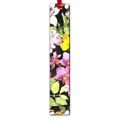 Beautiful,floral,hand Painted, Flowers,black,background,modern,trendy,girly,retro Large Book Marks by NouveauDesign