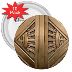 Art Deco Gold Door 3  Buttons (10 Pack)  by NouveauDesign