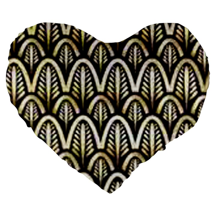 art deco Large 19  Premium Flano Heart Shape Cushions