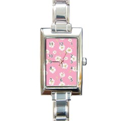 Pink Flowers Rectangle Italian Charm Watch by NouveauDesign