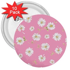 Pink Flowers 3  Buttons (10 Pack)  by NouveauDesign