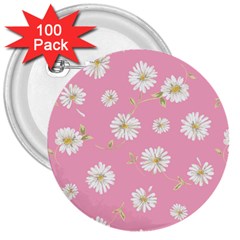 Pink Flowers 3  Buttons (100 Pack)  by NouveauDesign