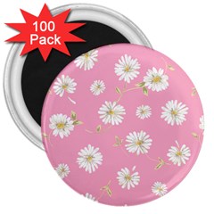 Pink Flowers 3  Magnets (100 Pack) by NouveauDesign