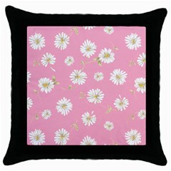 Pink Flowers Throw Pillow Case (black) by NouveauDesign