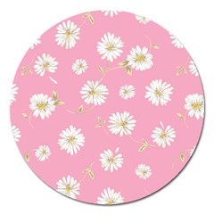 Pink Flowers Magnet 5  (round) by NouveauDesign