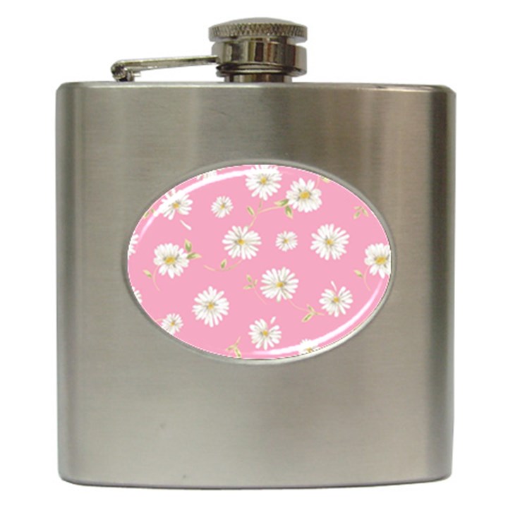 pink flowers Hip Flask (6 oz)