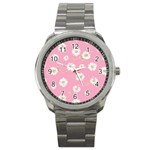 pink flowers Sport Metal Watch Front