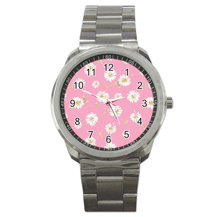 pink flowers Sport Metal Watch