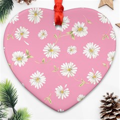 Pink Flowers Heart Ornament (two Sides) by NouveauDesign