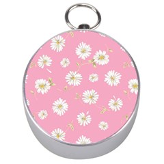 Pink Flowers Silver Compasses by NouveauDesign