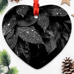 Black and White Leaves Photo Ornament (Heart)