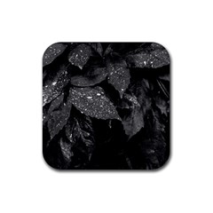 Black and White Leaves Photo Rubber Coaster (Square) 