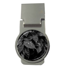 Black and White Leaves Photo Money Clips (Round) 