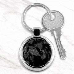 Black and White Leaves Photo Key Chains (Round) 