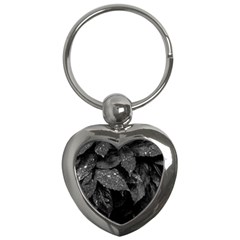 Black and White Leaves Photo Key Chains (Heart) 