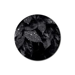 Black And White Leaves Photo Rubber Round Coaster (4 Pack)  by dflcprintsclothing