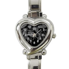 Black and White Leaves Photo Heart Italian Charm Watch