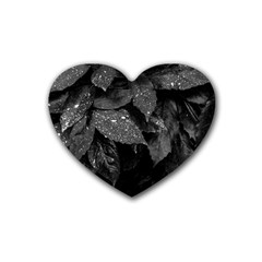 Black and White Leaves Photo Rubber Coaster (Heart) 