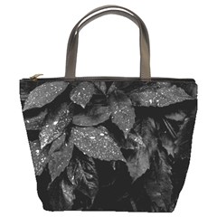 Black and White Leaves Photo Bucket Bags