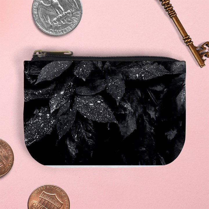 Black and White Leaves Photo Mini Coin Purses