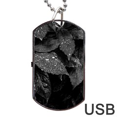 Black and White Leaves Photo Dog Tag USB Flash (One Side)