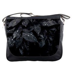 Black and White Leaves Photo Messenger Bags