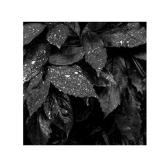 Black and White Leaves Photo Small Satin Scarf (Square)