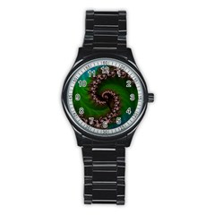 Benthic Saltlife Fractal Tribute For Reef Divers Stainless Steel Round Watch by jayaprime